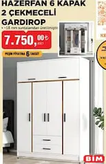 KERVANCI HAZERFAN 6 KAPAK 2 ÇEKMECELİ GARDIROP